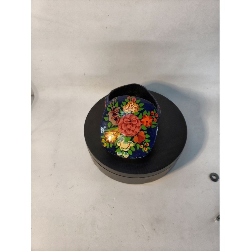 Handcrafted Kashmiri Floral Design Trinket Box Small Blue - Picture 10 of 11